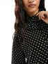 Фото #11 товара Y.A.S high neck frill mini smock dress in black polka dot