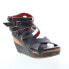 Фото #2 товара Bed Stu Juliana F374002 Womens Black Leather Slip On Wedges Sandals Shoes
