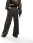 JDY high waisted wide leg trousers in dark brown