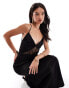 Фото #4 товара SNDYS satin cami lace insert backless maxi dress in black