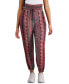 Juniors' Printed High-Rise Smocked-Waist Joggers