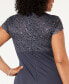 Plus Size Sequined-Lace Ruched Gown