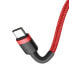 Wytrzymały kabel przewód w oplocie USB-C do USB-C QC3 1m - czerwony
