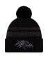 Фото #1 товара Men's Black Baltimore Ravens Dispatch Cuffed Knit Hat With Pom