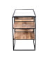 35" Modern Glass Table, Storage, Drawers, Metal Frame