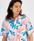 Фото #3 товара Men's Summer Leaf Regular-Fit Stretch Tropical-Print Button-Down Poplin Shirt, Created for Macy's