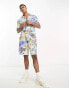 Фото #2 товара Polo Ralph Lauren hawaiian print terry cotton shorts in blue CO-ORD