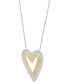 Фото #3 товара Macy's cubic Zirconia Heart 18" Pendant Necklace in Sterling Silver & 14k Gold-Plate