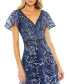 ფოტო #5 პროდუქტის Women's Embellished Illusion Butterfly Sleeve A-Line Gown