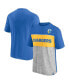 Men's Powder Blue and Heathered Gray Los Angeles Chargers Throwback Colorblock T-shirt