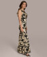 Women's Floral-Print Cowlneck Gown