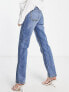 Фото #2 товара Bershka high waist straight jean in blue