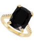 Фото #1 товара Кольцо Macy's Onyx and CZ Statement Gold-Plated