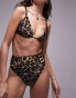 Фото #2 товара Topshop mix and match high waist high leg bikini bottoms in leopard print