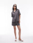 Фото #4 товара Topshop co-ord tonic short sleeve shirt in charcoal