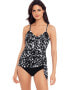 Фото #1 товара MagicSuit Swimwear Underwire Removable Cup Tankini Top, Black/White, 8 305274