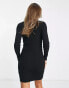 Dr Denim midi dress with half zip in black