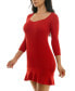 ფოტო #3 პროდუქტის Juniors' Sweetheart-Neck Ruffle-Hem Sweater Dress