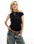 Фото #1 товара Weekday Hera drape off shoulder top in black