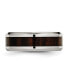 Stainless Steel Black Koa Wood Inlay Enameled 8mm Band Ring