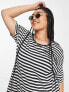 Фото #3 товара Noisy May Curve midi t-shirt dress in black and white stripe