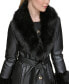 ფოტო #4 პროდუქტის Women's Faux-Fur-Trim Faux-Leather Coat