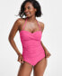 Фото #4 товара Twist-Front Ruched One-Piece Swimsuit