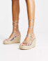 Фото #1 товара Truffle Collection tie leg espadrille wedge sandals in silver