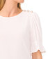 Фото #6 товара Women's Puff-Sleeve Button-Shoulder Knit Top