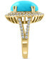 ფოტო #5 პროდუქტის EFFY® Turquoise & Diamond (1 ct. t.w.) Oval Halo Ring in 14k Gold