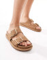 Фото #4 товара New Look chunky doube strap flat sandal with studs in tan