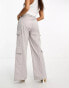 Фото #4 товара Extro & Vert Petite 90s wide leg cargo trousers in stone grey