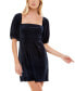 ფოტო #1 პროდუქტის Juniors' Square-Neck Velvet Dress