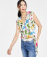 Фото #1 товара Блузка с принтом "Цветы" I.N.C. International Concepts Petite, создана для Macy's
