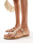 Stradivarius minimal sandal with gold trim in gold