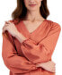 ფოტო #3 პროდუქტის Women's Long Sleeve Satin V-Neck Blouse, Created for Macy's