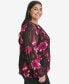 ფოტო #3 პროდუქტის Plus Size Floral-Print Pleated Blouse