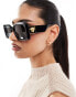 Фото #1 товара Versace square angular sunglasses in black and gold