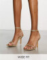 Glamorous Wide Fit barely there heeled sandals in gold glitter