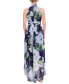 Women's Printed Mock-Neck Hi-Low A-Line Gown