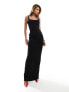 Фото #7 товара ASOS DESIGN padded strap detail square neck maxi dress in black