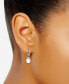 ფოტო #3 პროდუქტის Freshwater Pearl (8 x 6mm) & Cubic Zirconia Dangle Hoop Earrings, Created for Macy's
