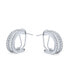 Фото #4 товара Wedding Bride Holiday Baguette CZ Half Hoop Shrimp Style Earrings For Women Omega Back .925 Sterling Silver