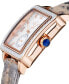 Women's Bari Tortoise Swiss Quartz Diamond Accents Gray Handmade Italian Leather Strap Watch 34mm x 30mm
