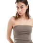 Фото #1 товара Weekday Act scuba bandeau tube top in brown