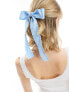 Reclaimed Vintage hair bow with frills in blue