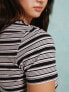 Фото #7 товара Miss Selfridge short sleeve stripe baby tee in black and white