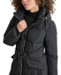 Womens Maxi Belted Hooded Puffer Coat