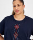 Plus Size Argyle T-Shirt Синий, 3X - фото #3