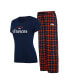 ფოტო #1 პროდუქტის Women's Navy, Orange Denver Broncos Arctic T-shirt Flannel Pants Sleep Set